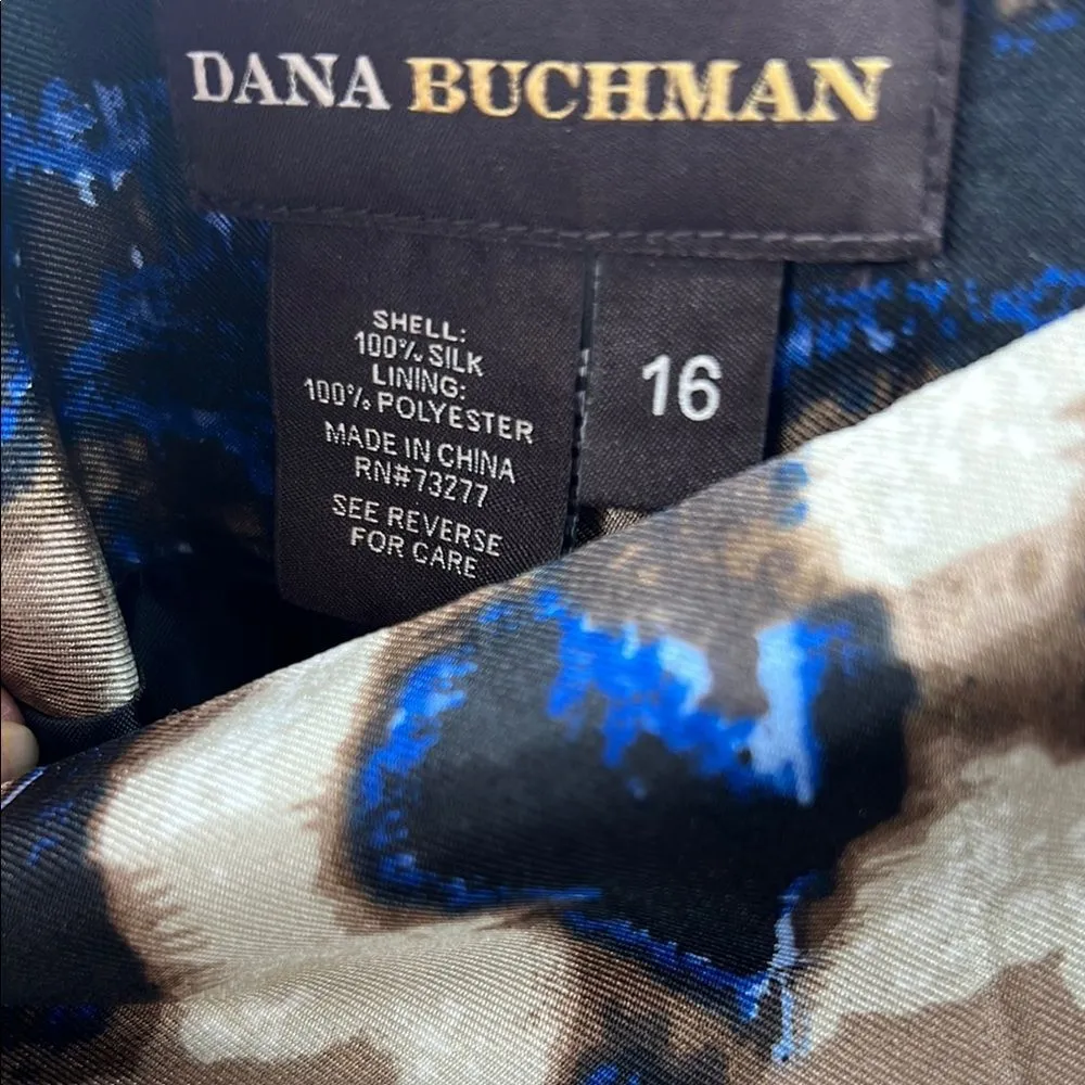 Dana Buchman Blue Black Midi Pleated Silk Skirt - Image 2