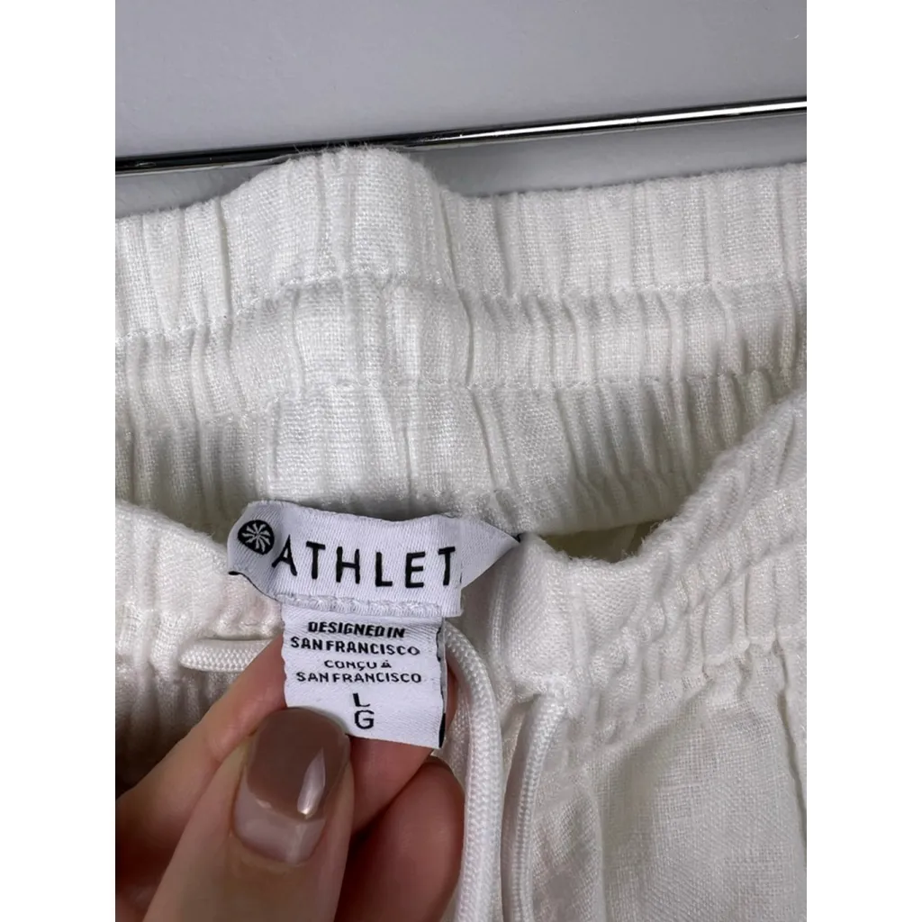 Athleta 100% Linen Jogger Pants White – Size L - Image 4
