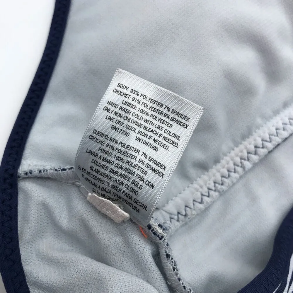 Mossimo Crochet Halter Removable Cups Striped Navy Blue White XL - Image 4