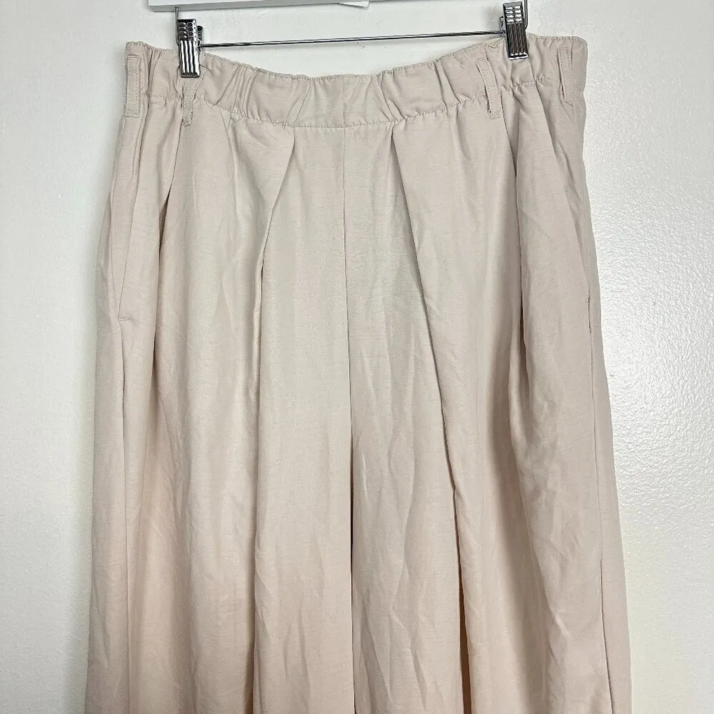 FREE PEOPLE Nothin' to Say Elastic Waist Pants in Champagne Dream Size Large - Image 6