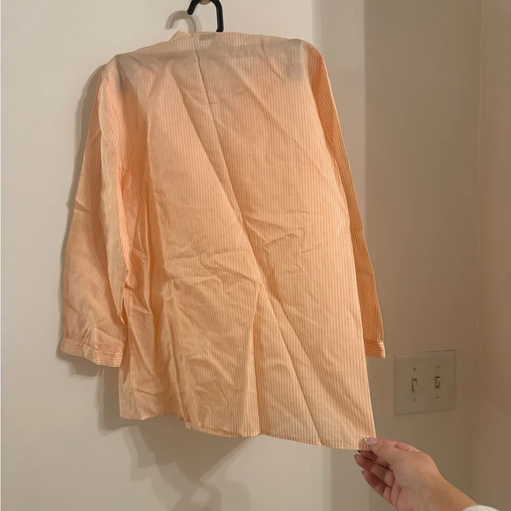 THEORY silk blend orange white striped blouse size P (small) - Image 6