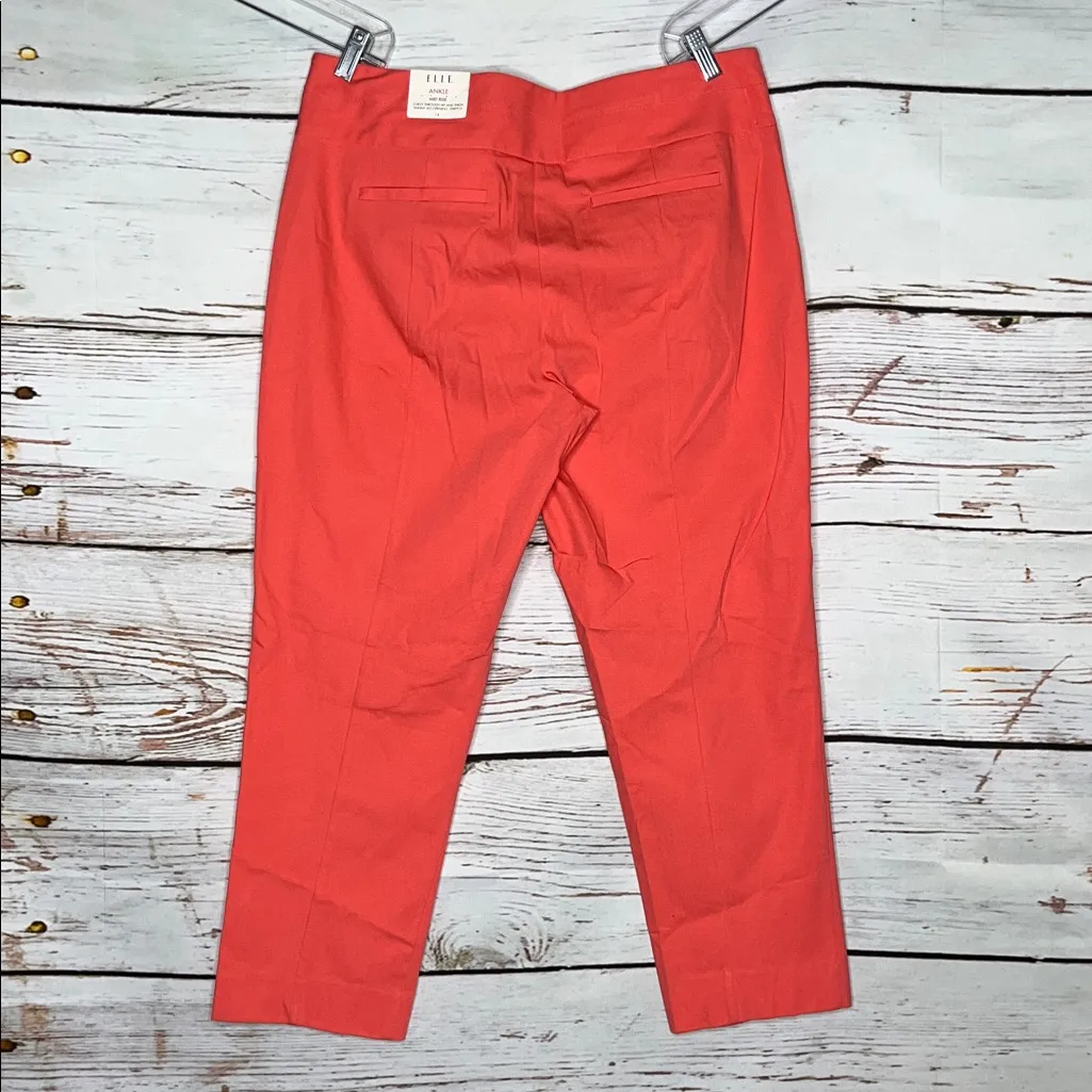 Elle NWT Size 14 Coral Pink Mid Rise Skinny Leg Pull On Ankle Pants - Image 2