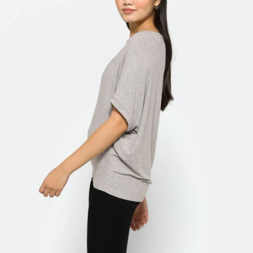 Michael Stars Berna Dolman Sleeve Heather Gray Knit Tee - Image 2