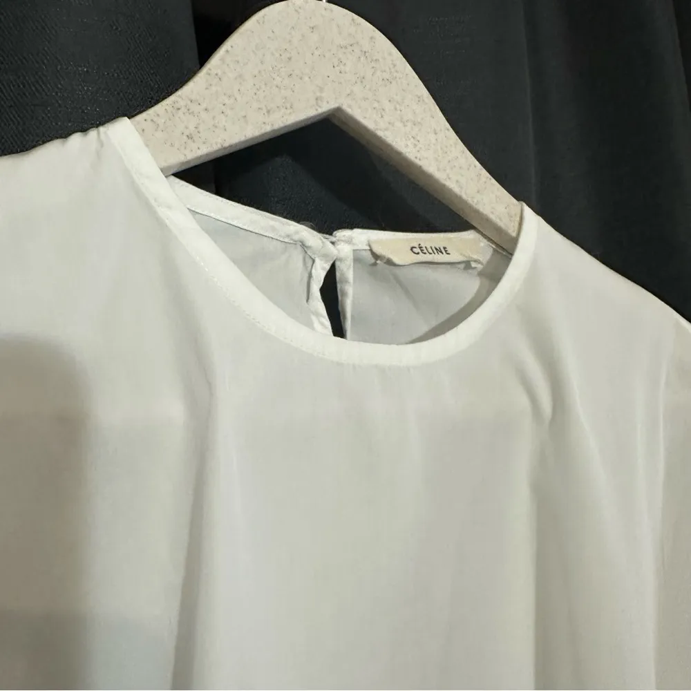 Celine Authentic Elegant Phoebe Philo Poplin White Blouse - Image 11