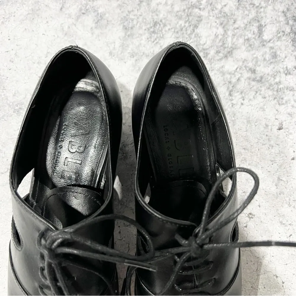 ABLE Women’s Leather Heeled Made In Brazil Side Cut Out Black Lace Up Size 6 - Image 3
