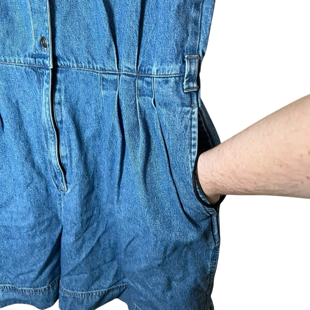 VTG 90s-Y2K Blue Denim Sleeveless Romper Plus Sz 20W 100% Cotton St. John’s Bay - Image 5