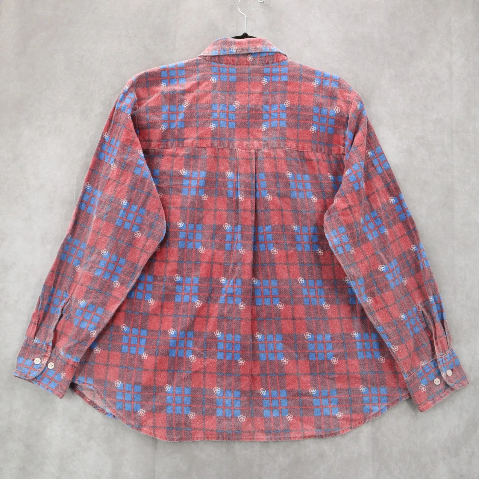 American Sweetheart Red Plaid Flannel Button Up Long Sleeve VTG Western Shirt XL Size L - Image 2