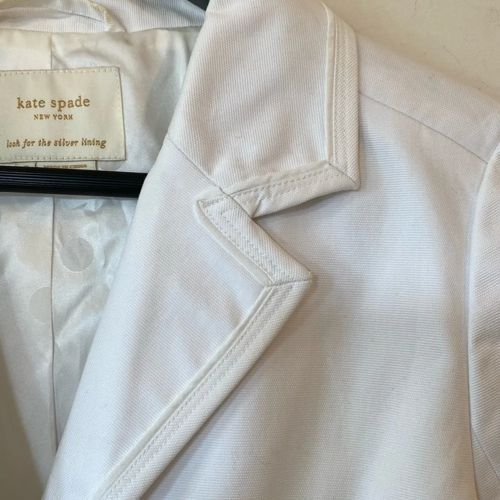 KATE SPADE SUMMER ILANA JACKET SPORT COAT BLAZER WHITE/GOLD Size 2 - Image 4