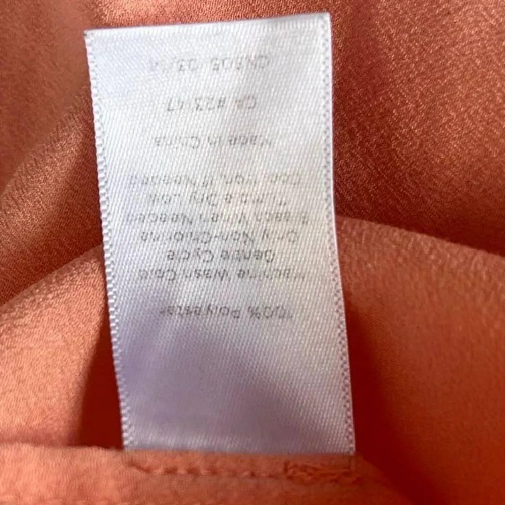 Talbot's Button Front Roll Tab Sleeve Womens Shirt Top Size Medium Peach V-Neck - Image 11