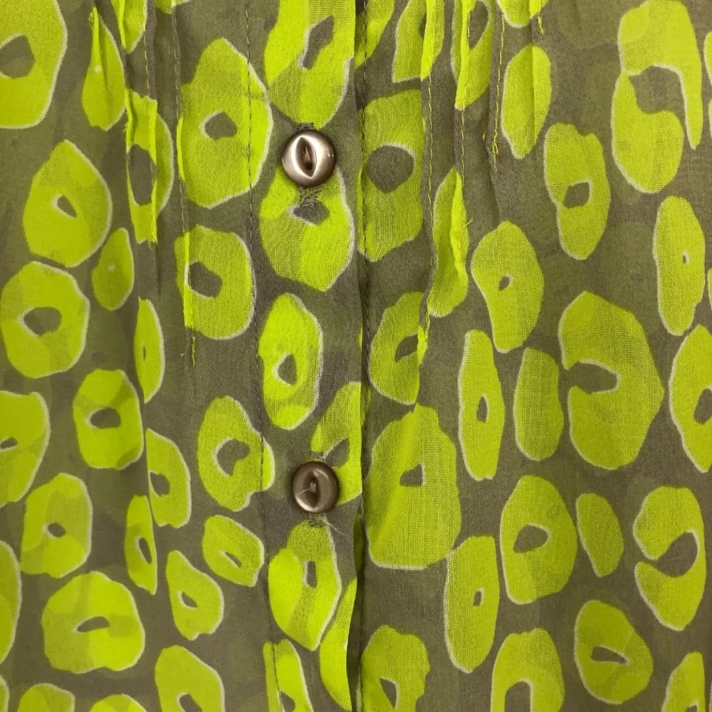 Yoana Baraschi womens Long sleeve button up sheer blouse yellow small - Image 3