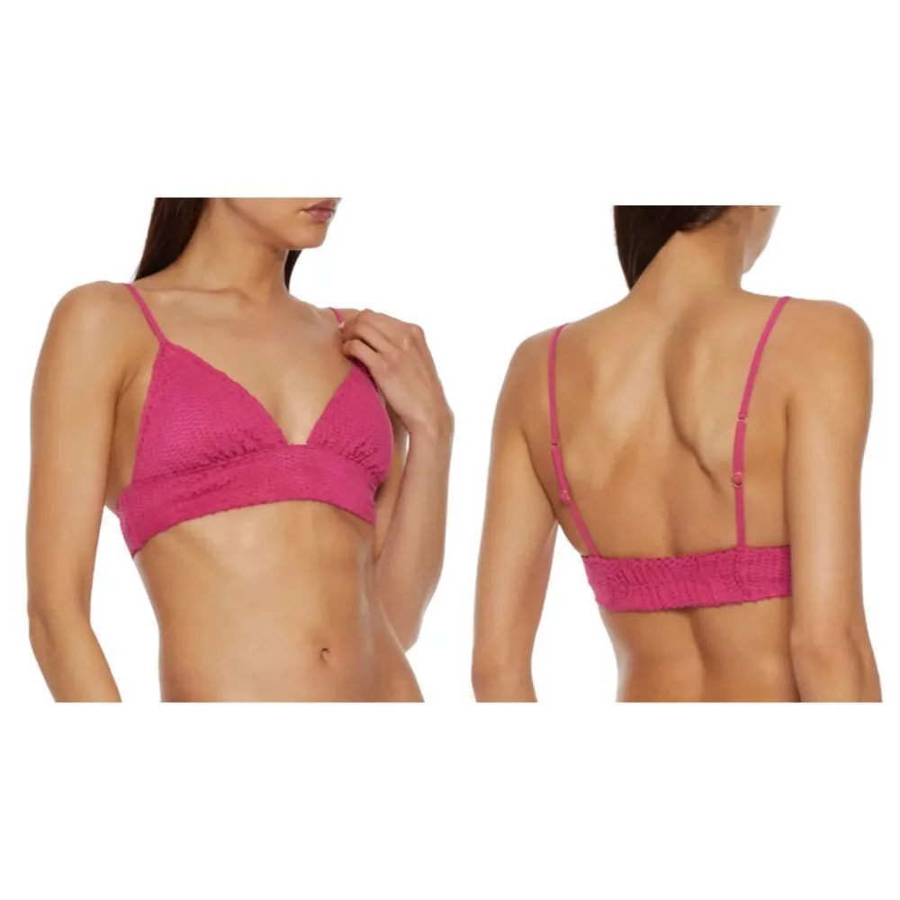 Vix Paula Hermanny Scales Helen Laser Cut Triangle Bikini‎ Top Swim Pink Large Pink - Image 2