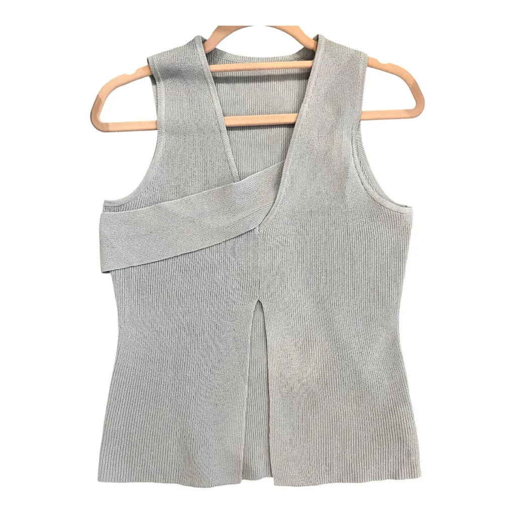 COMMENSE Asymmetrical Slit Knit Skirt Set
Color Blue Size Medium NWT Sleeveless - Image 5