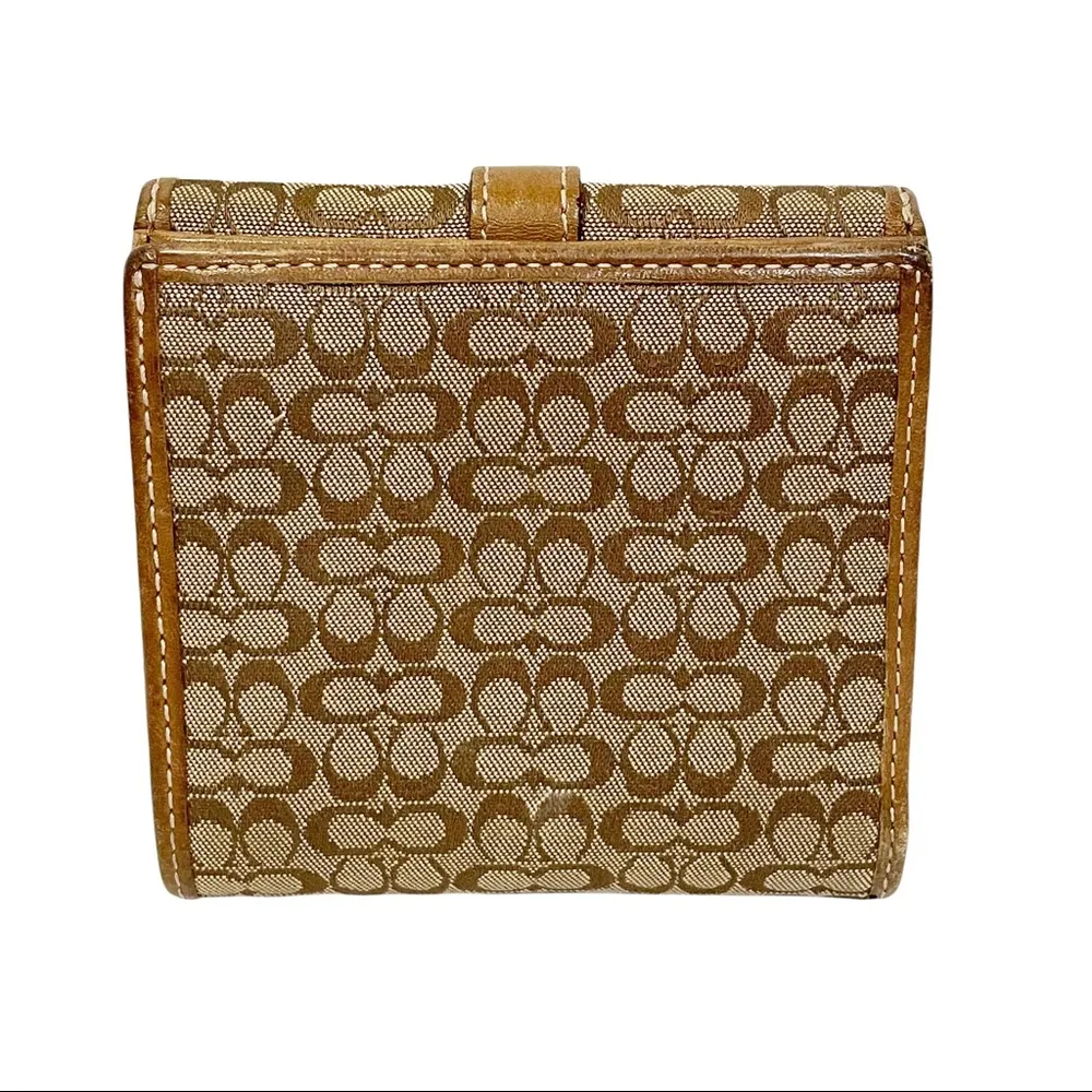 Coach  Brown Small C Snap Button Card Fold Wallet Multi Pocket - Image 4