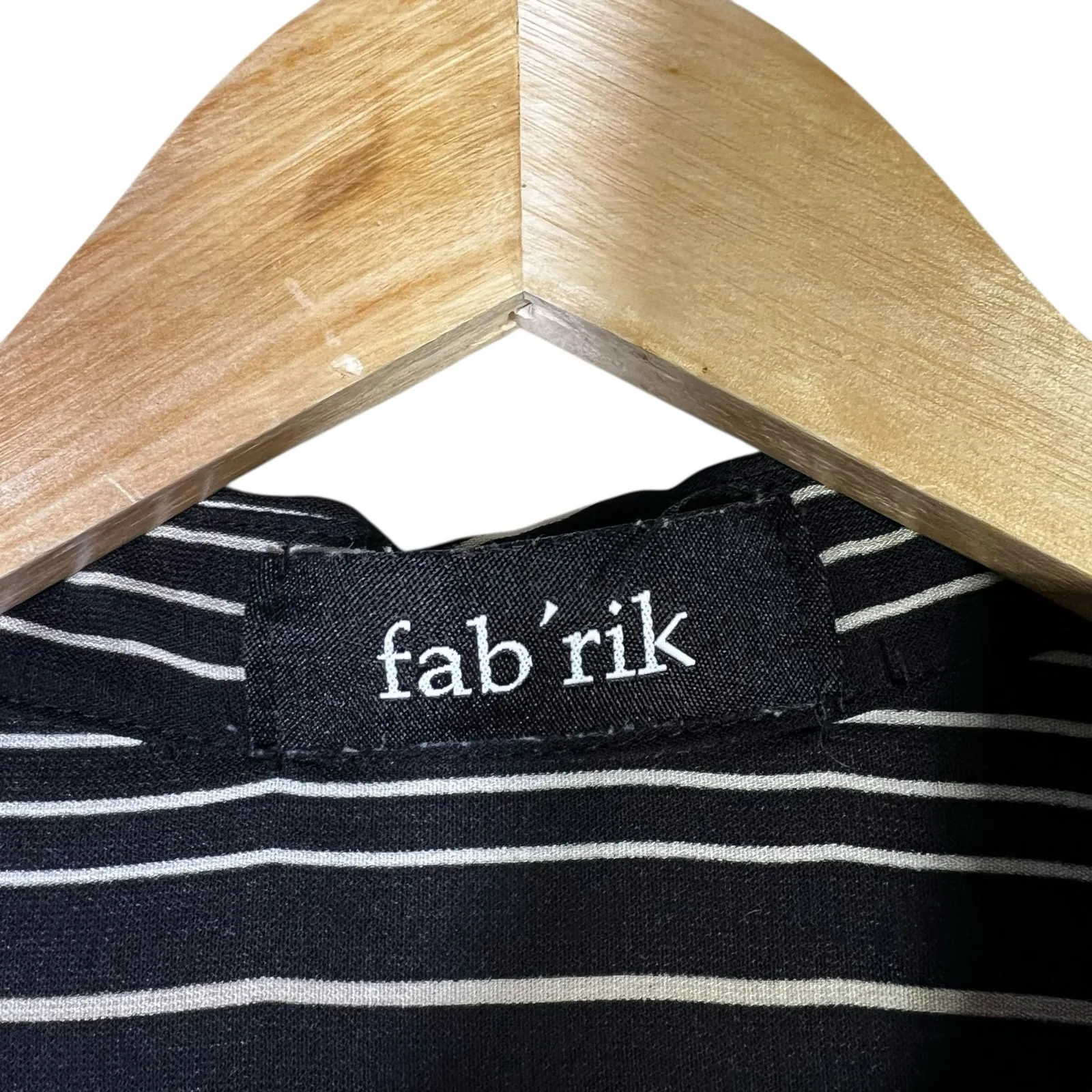 Fabrik Striped Button Down Blouse Womens M Black White Career Chic Office - Image 4