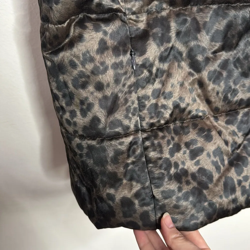 Kenneth Cole New York Puffer Vest Multi Cheetah Print Pocketed Full Zip size M - Image 5