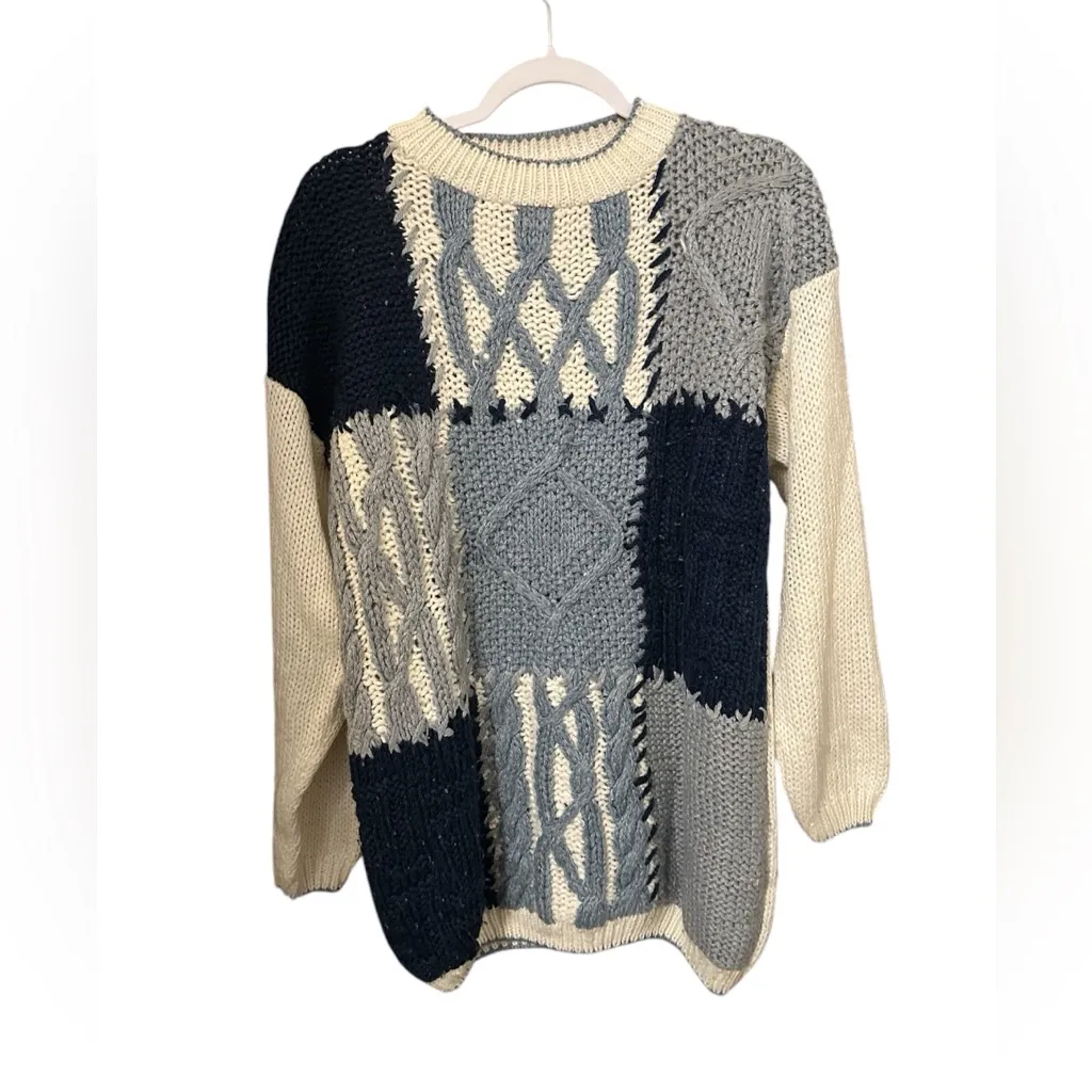 Vintage Hand Knit Granny Sweater Size S Blue - Image 2