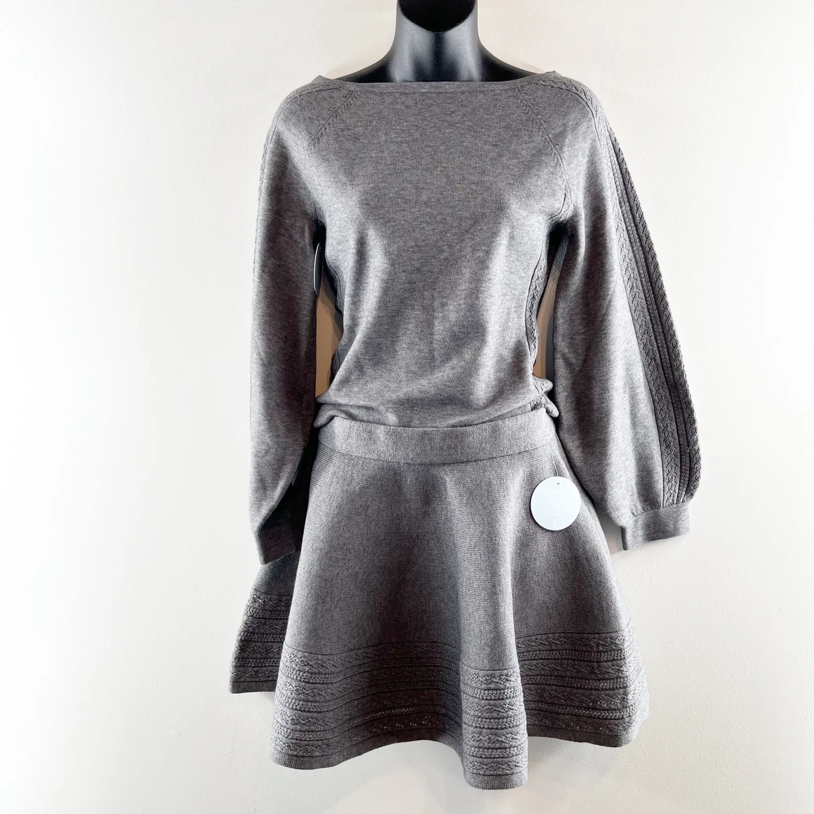 Hill House Home The Graydon Sweater Constantine Mini Skirt Heather Gray Small - Image 4