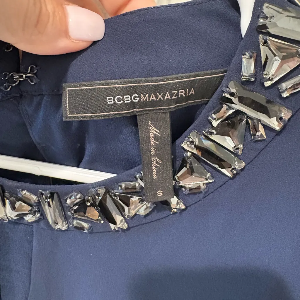 BCBGMaxAzria Long Sleeve Navy Dress - Image 4