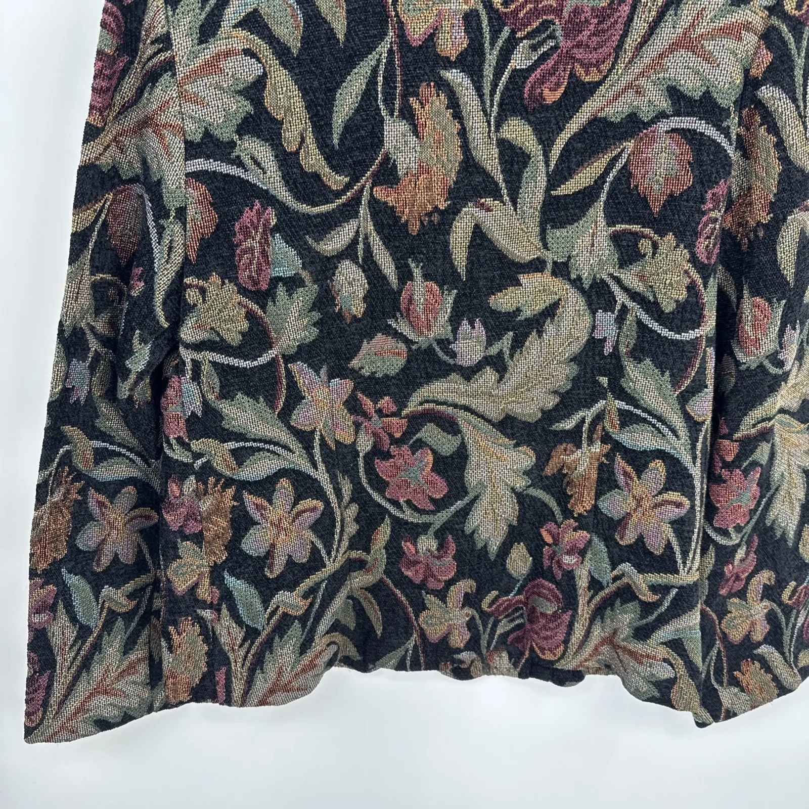 Vintage Dressbarn Tapestry Jacket Womens Medium Black Floral Print Dark Romantic - Image 10