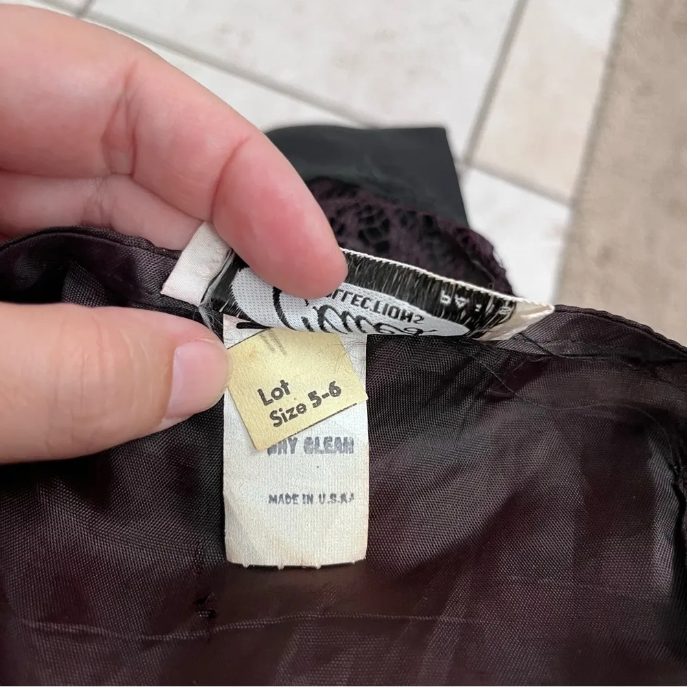 Vintage Clues Collection womens slip dress with purple lace overlay black 5 - Image 8