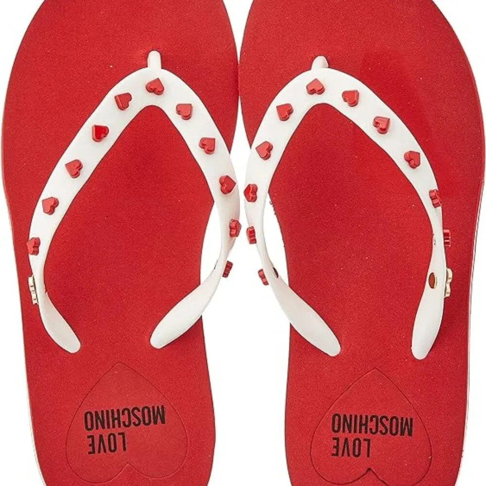 Moschino LOVE HEARTS EMBOSSED FLIP-FLOP Size EU37/US 7 NIB - Image 10