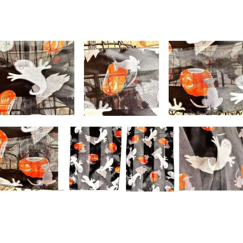 Halloween Scarf Black Gray Cat Ghosts Jack O Lantern Festive Spooky Deco… - Image 10