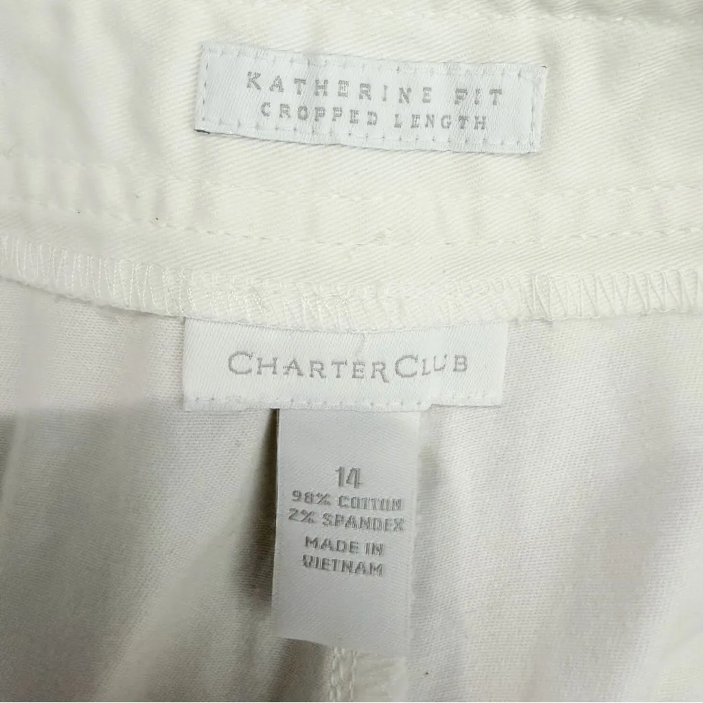 NWT Charter Club Katherine Fit Cropped Pant In White Button Ankle Size 14 Casual - Image 3