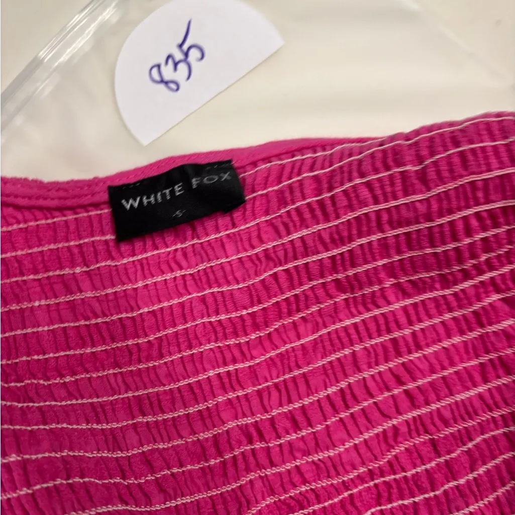 White Fox Whenever You’re Ready Mini Dress 100% Cotton Pink Size Small Cutouts - Image 5