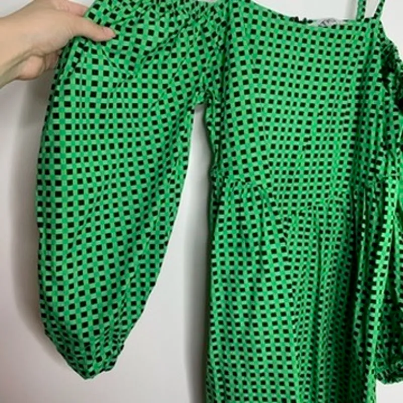 Rationalle Neshant Green Black Mini Geometric Dress Womens Size Medium - Image 5