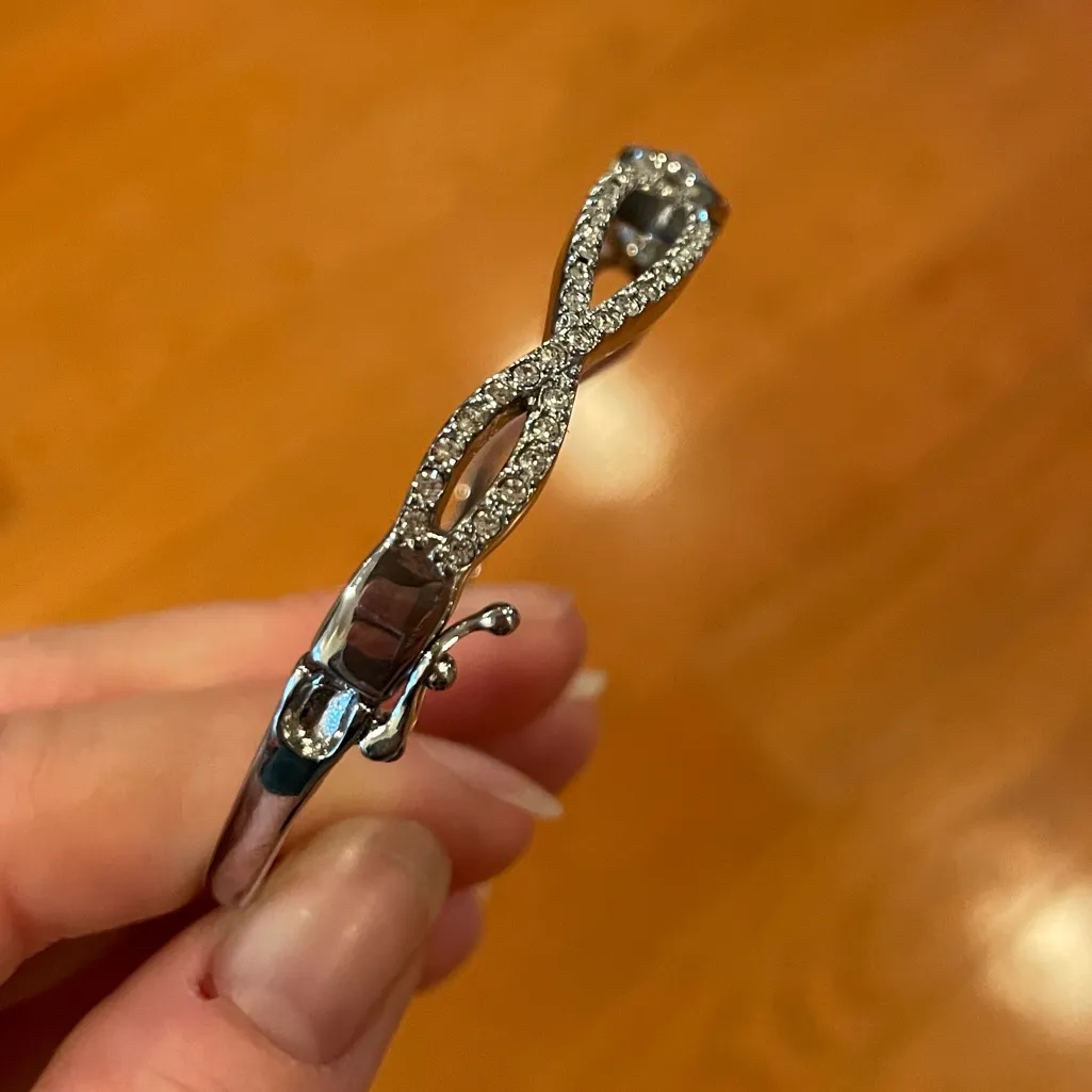 Lia Sophia “Maiden” Silver Tone Infinity Crystal Hinged Bangle Bracelet - Image 5