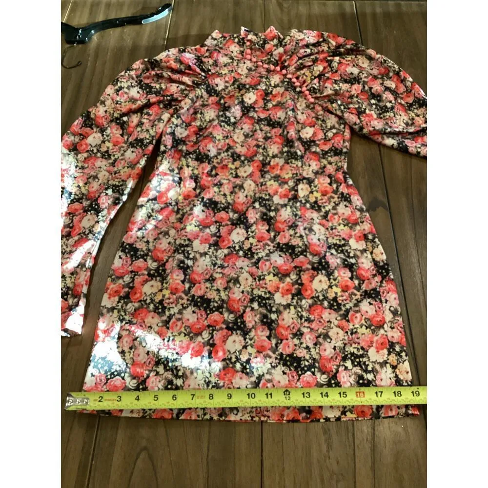 ROTATE BIRGER CHRISTENSEN Kim Ruched Floral long sleev Mini cocktail Dress 6 new Pink - Image 5