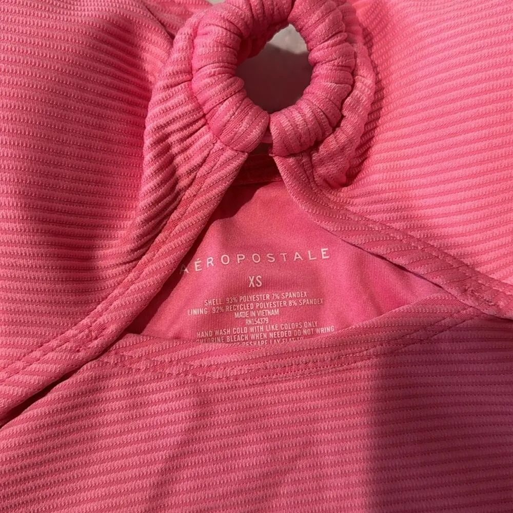 Ribbed O-Ring Monokini swimsuit vacation pink sexy feminine stunner size XS - Image 4