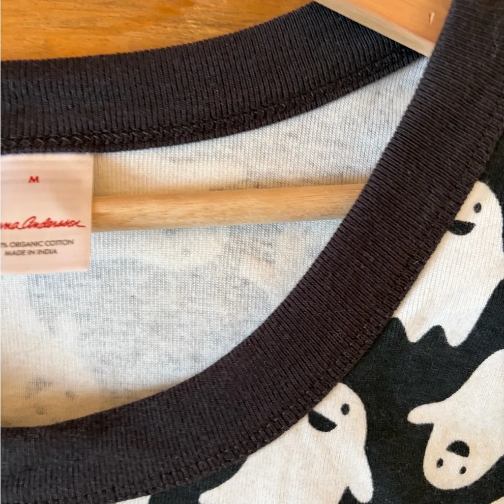 Hanna Anderson Women's Long John Top In Organic Cotton Spooky Smiles size Medium Black - Image 4