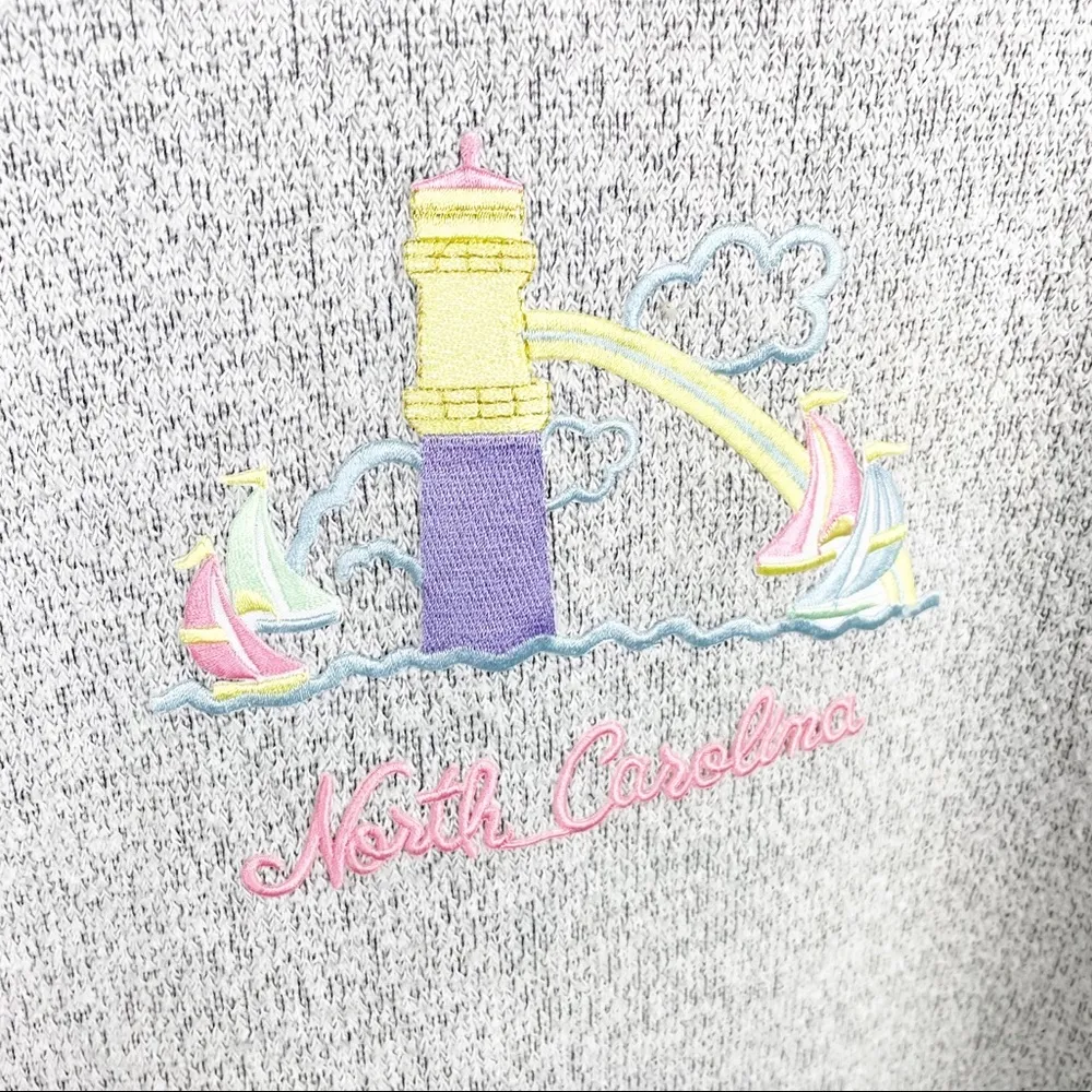 Vintage Retro Embroidered North Carolina Super Soft Grey Crewneck Sweatshirt Size undefined - Image 2