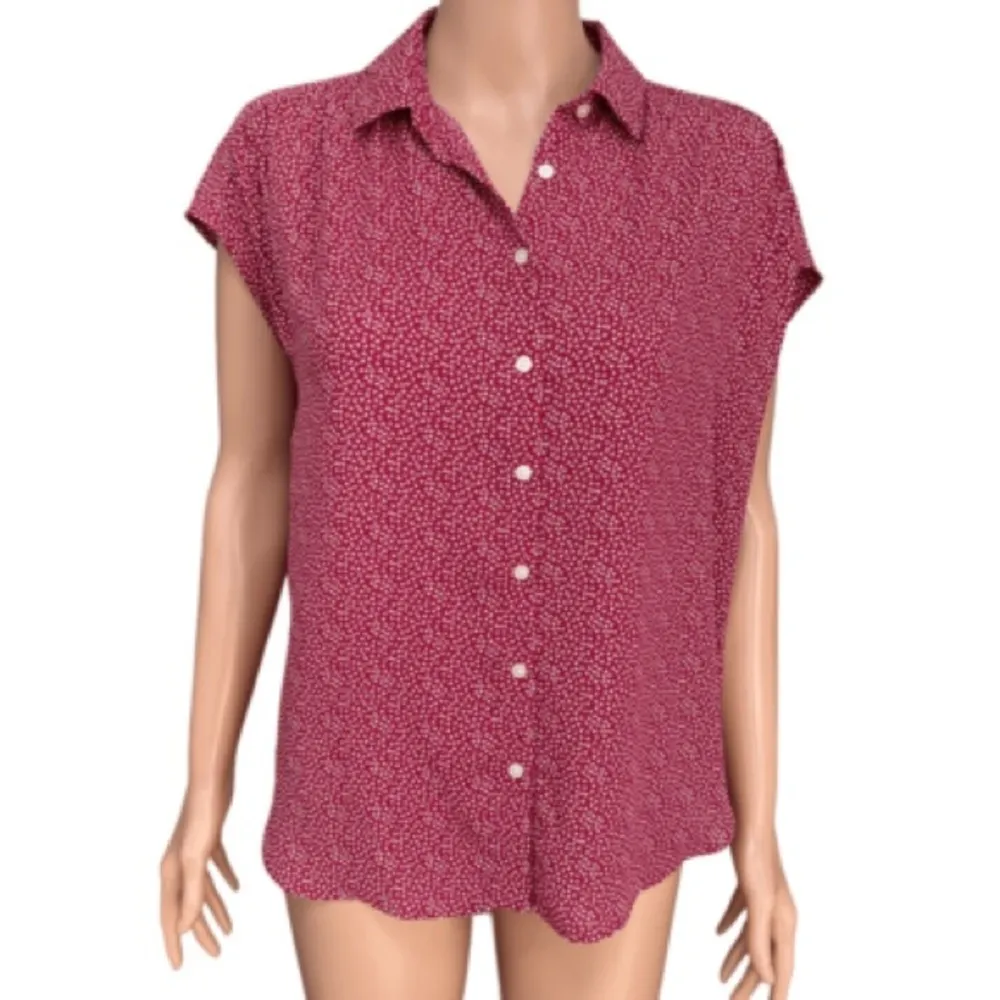 LOFT Crimson and White Geometric Shirt - Image 7