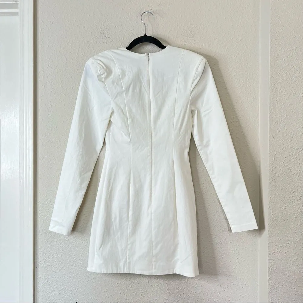 Revolve NBR Long Sleeve Hastings Mini Dress in White NWT Size Small - Image 6