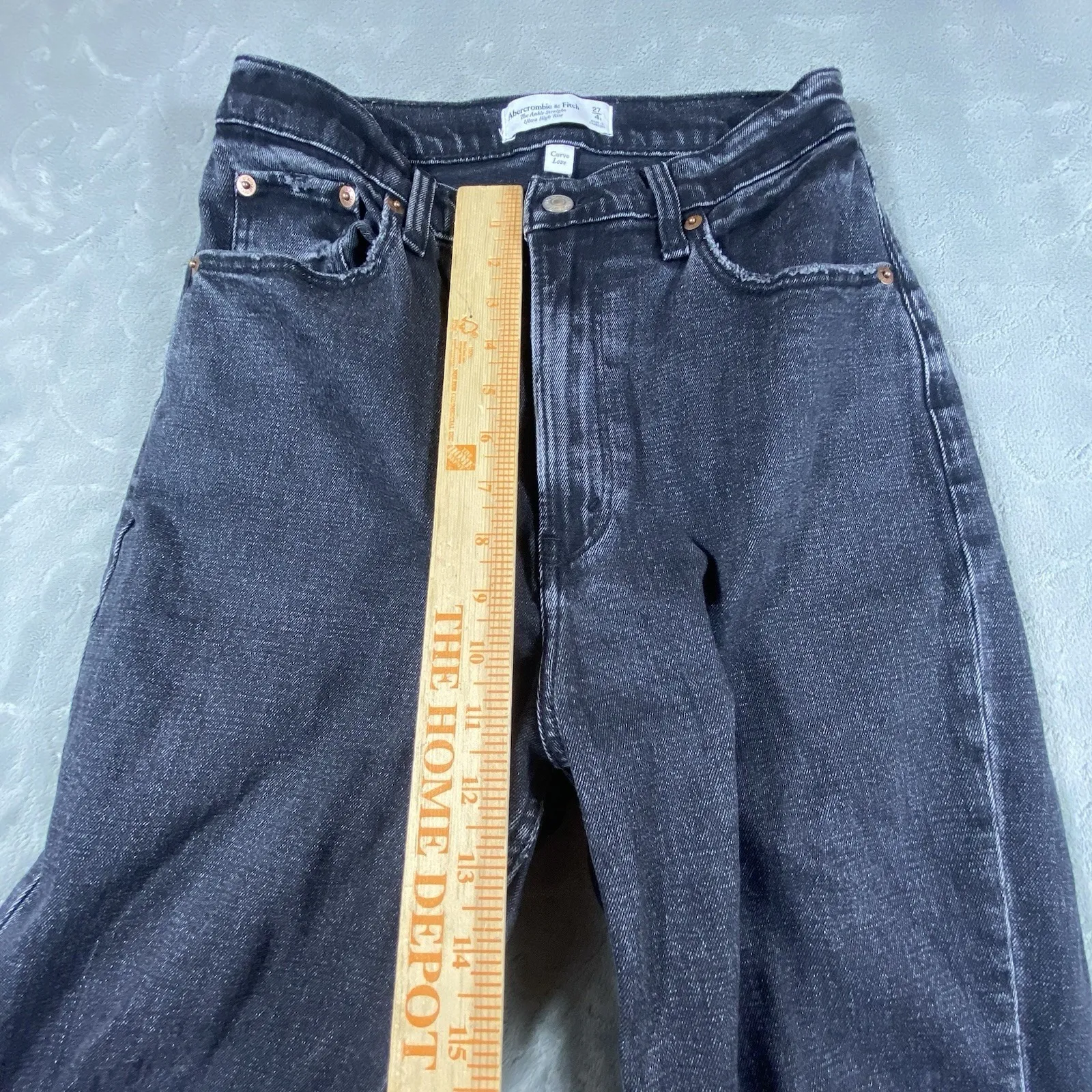 Abercrombie‎ & Fitch 90s Ankle Straight Jeans Womens Sz 4 Ultra High Rise Rips - Image 9