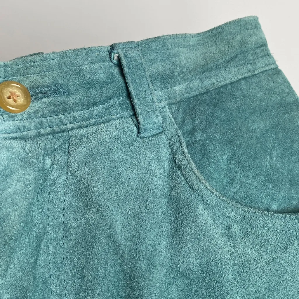 Lauren Ralph Lauren Leather Suede Teal Straight Pants - Image 5