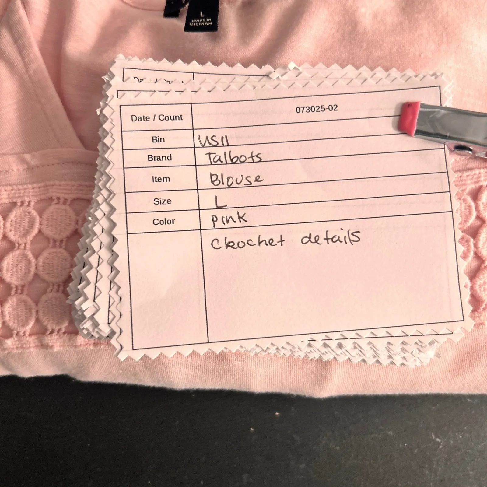 Talbots Womens Crochet Blouse Size L‎ Loose Pastel Soft Pink Coastal - Image 10