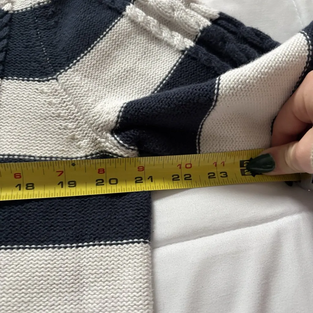 Vintage 90s LL Bean Womens Size XL White Blue Striped Sweater 100% Cotton Y2K - Image 3