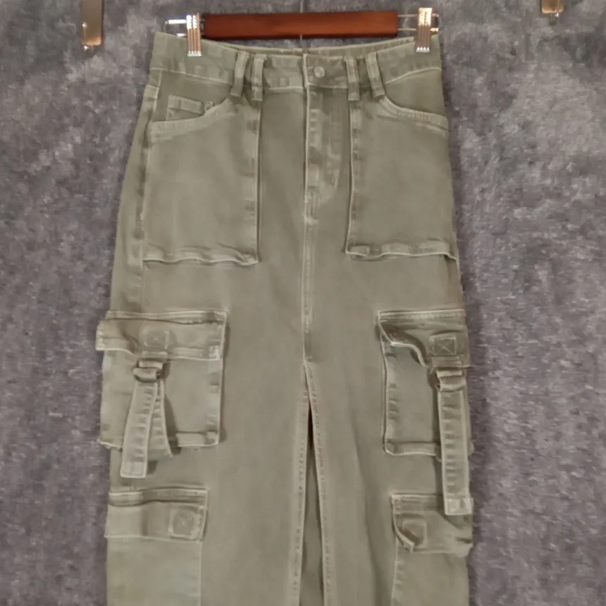 PacSun Olive Green Cargo Midi Skirt Utility Streetwear Flirty Womens Xs - Image 4