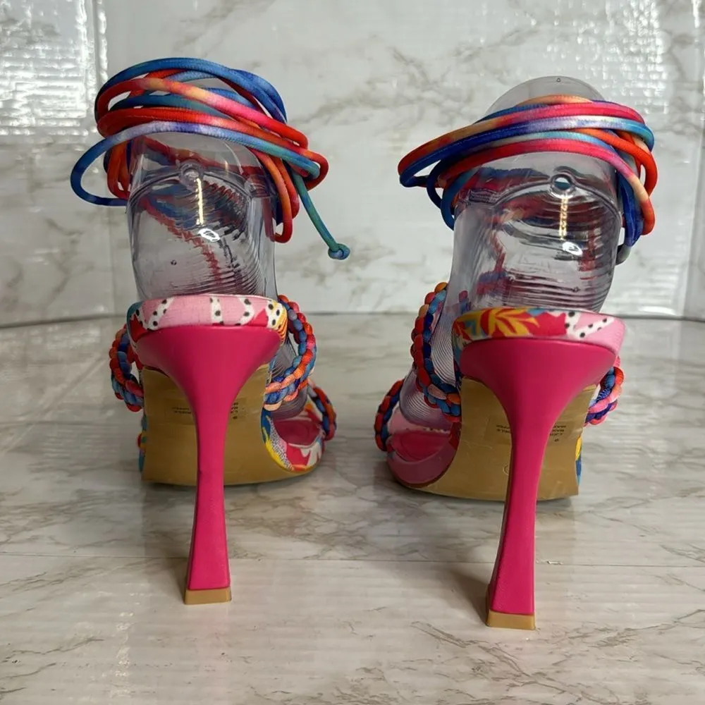 Cape Robbin ladies colorful ankle tie high heels size 9 colorful cute - Image 6