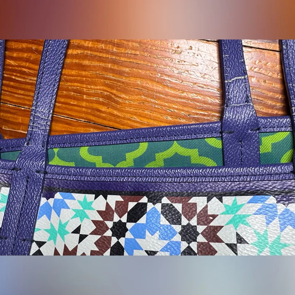 orYANY PVC Blue Multicolored Moroccan Pattern Tote - Image 4