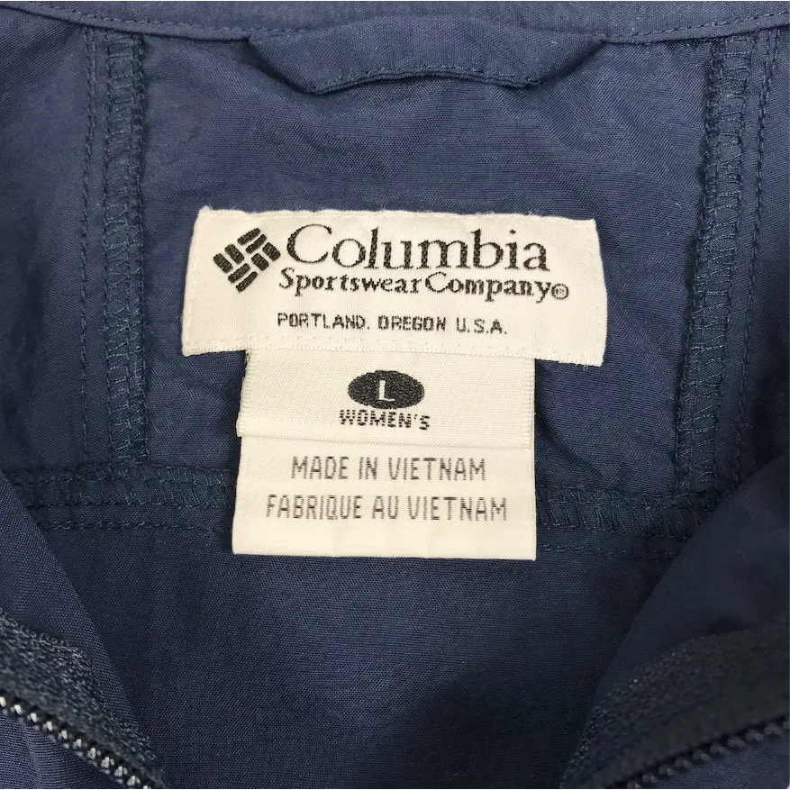 COLUMBIA Packable Nylon Full Zip Hoodie Jacket Women L Blue Travel Outdoor EUC - Image 8