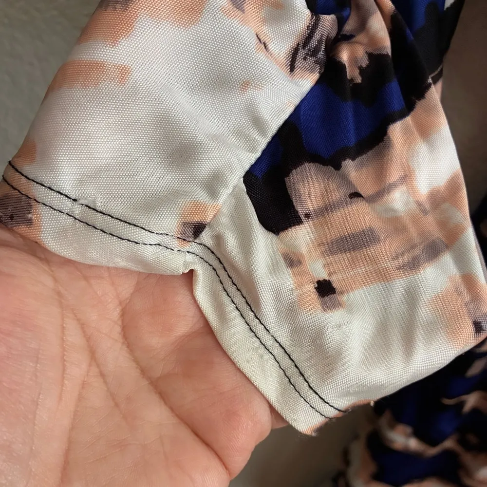 Parker Blouson Catalina Dress Stretch Drape Faux Wrap Watercolor Dolman Sleeve S - Image 15