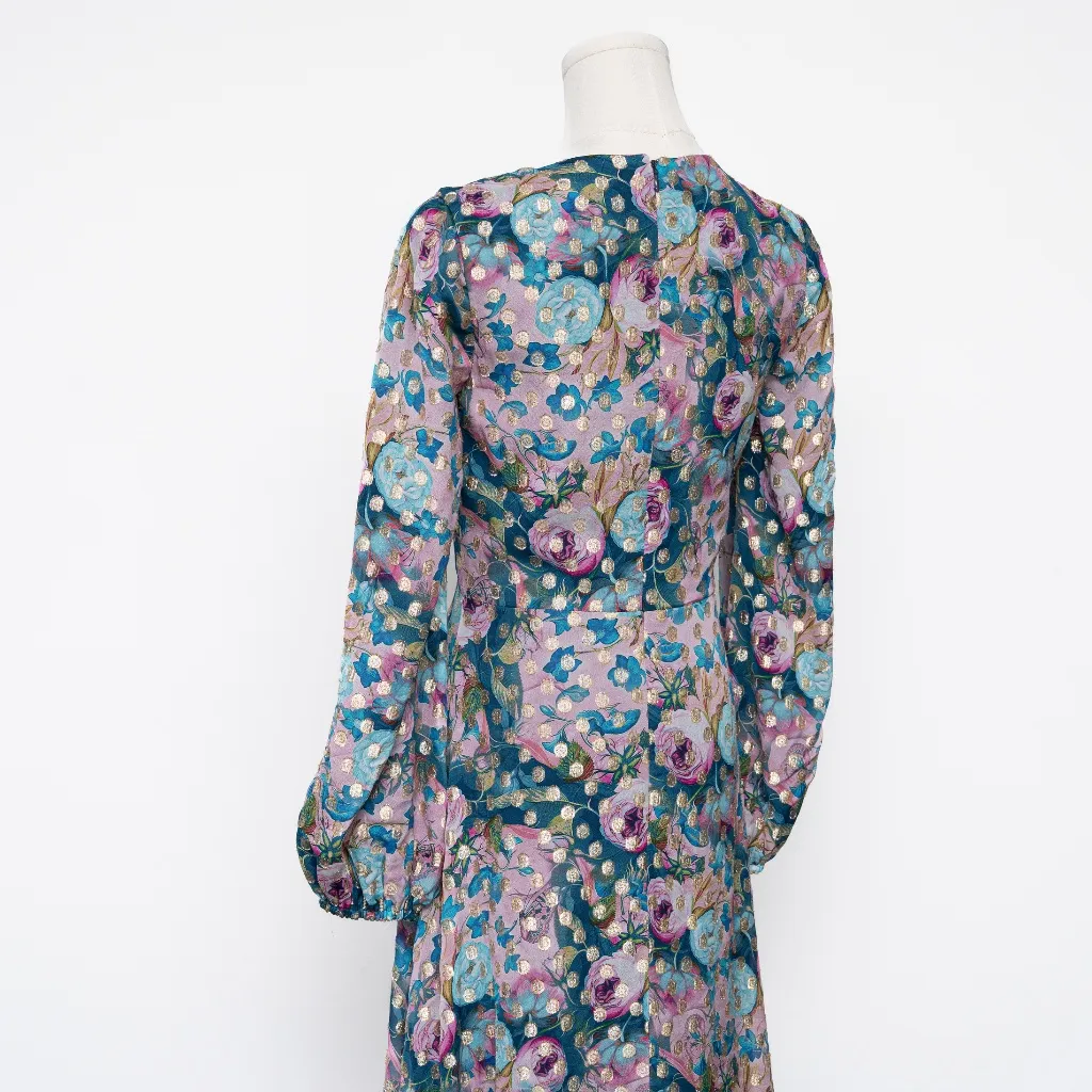 Dress the Population | Metallic Floral Long Sleeve Midi Dress - Image 12