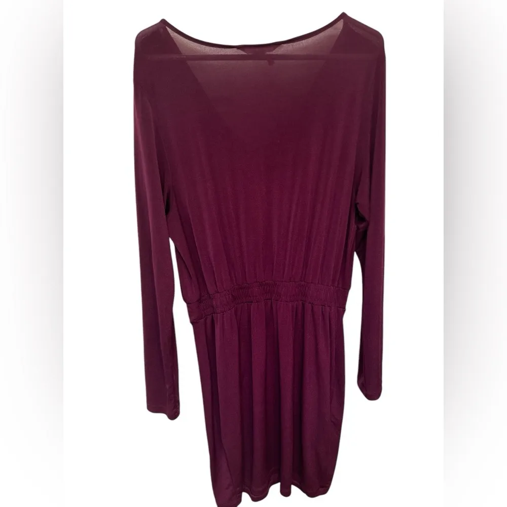 BCBGeneration Purple Round Neck Cinched-Waist Stretch Dress - Image 2