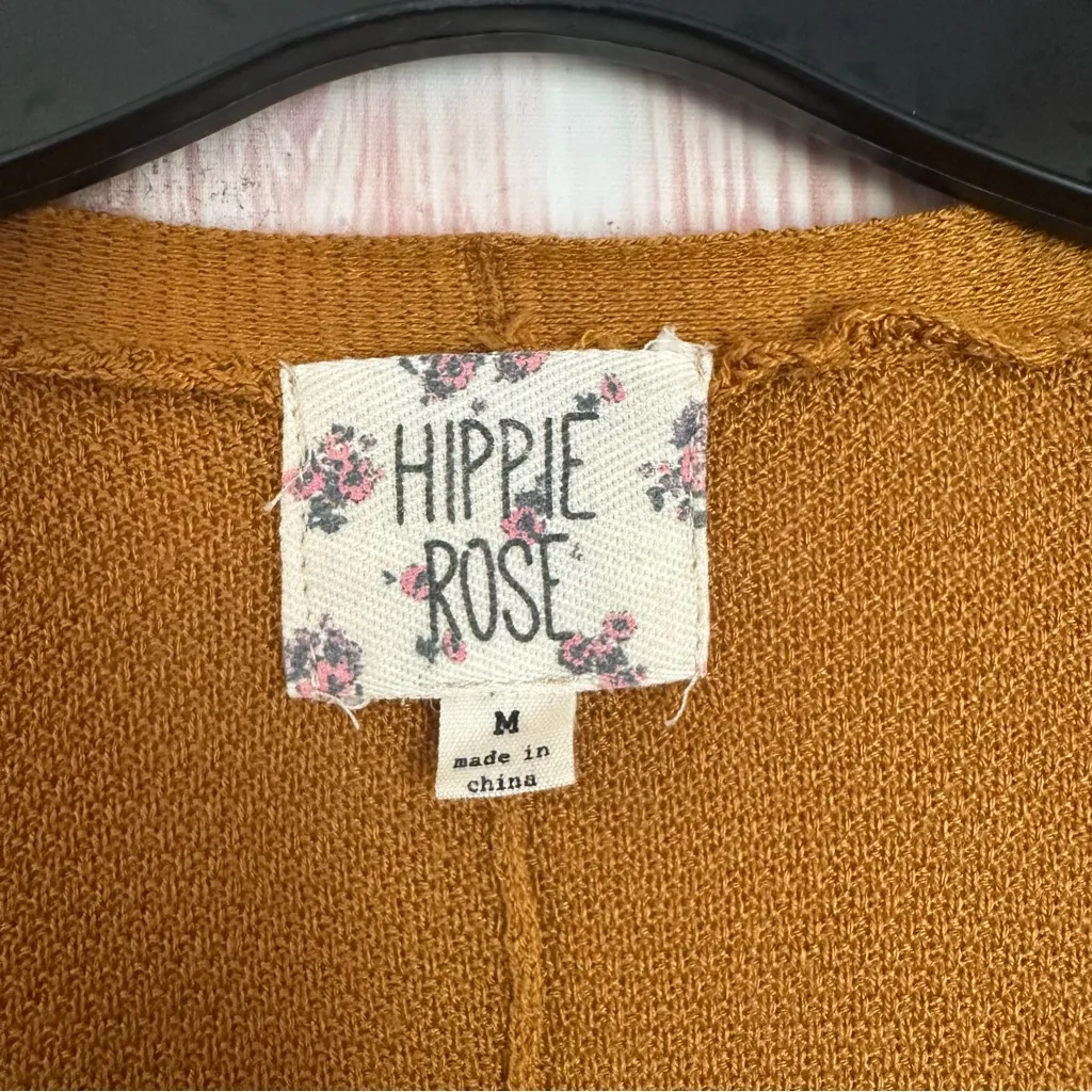 Hippie Rose Golden Mustard Side Tie Open Cardigan - Image 3