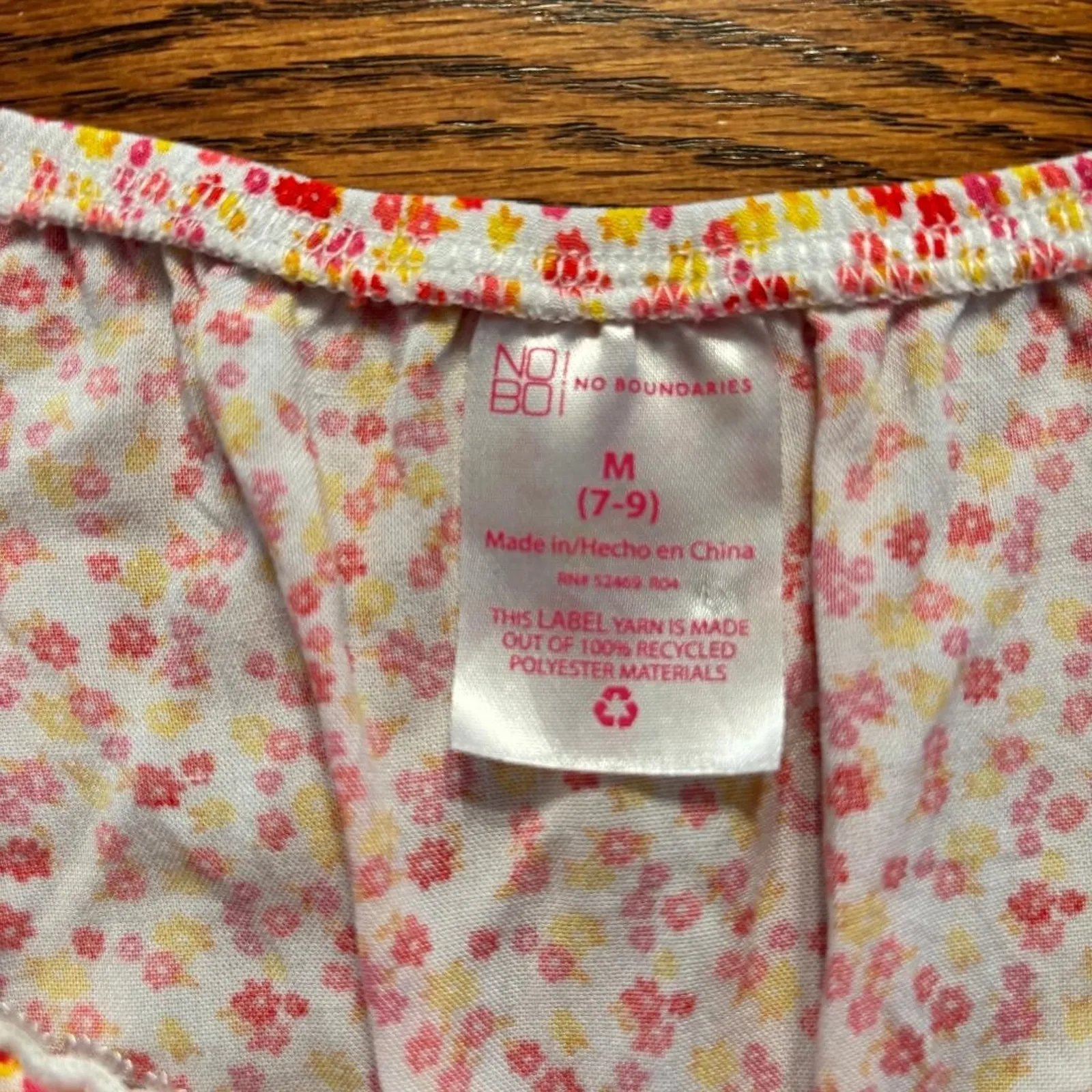 No Boundries Pink/Yellow/White Floral Smocked Short Sleeve Dress Size M Size M - Image 5