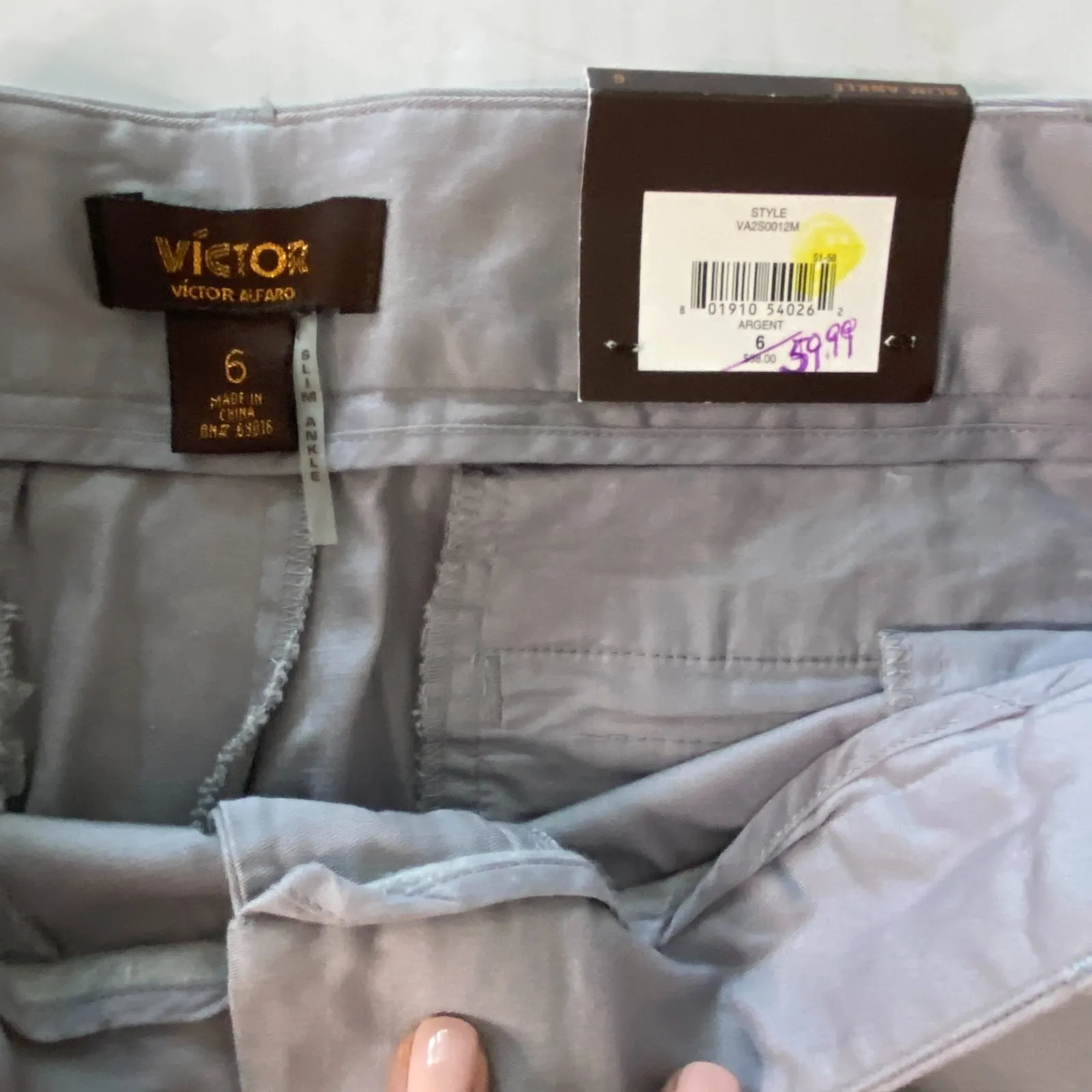 NWT Victor Alfaro Grey Cotton Blend Slim Ankle Pants Lightweight Work Slacks 6 - Image 6